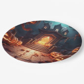 パンプキ白熱［赤熱］光を放つンハロウィーン ペーパープレート (アングル)