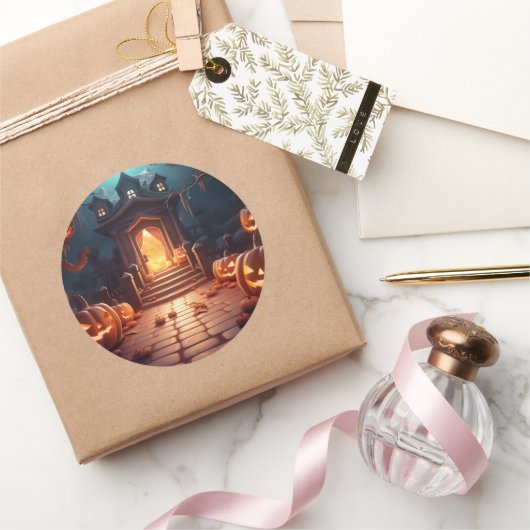 パンプキ白熱［赤熱］光を放つンハロウィーン ラウンドシール (ギフト)