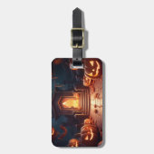 パンプキ白熱［赤熱］光を放つンハロウィーン ラゲッジタグ (正面縦)