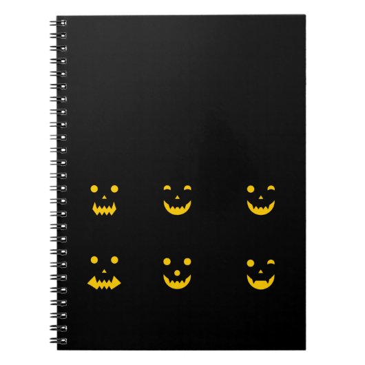 パンプキ白熱［赤熱］光を放つン顔ハロウィーン ノートブック (正面)