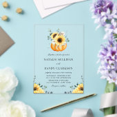 パンプキ素朴ンとヒマワリ秋の結婚式 アクリル招待状 (インサイチュ (ウェディング))