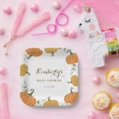 パンプキ素朴ンと離れパミスの男女兼用赤ちゃんシャワー ペーパープレート (パーティー)