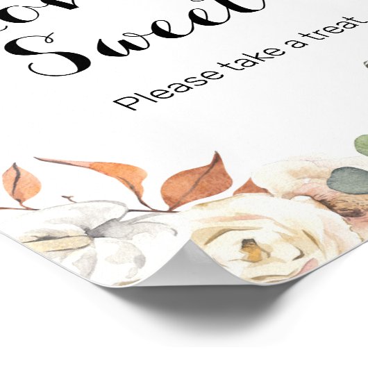 パンプキ素朴ンの水の色の愛は甘いサイン ポスター (角)