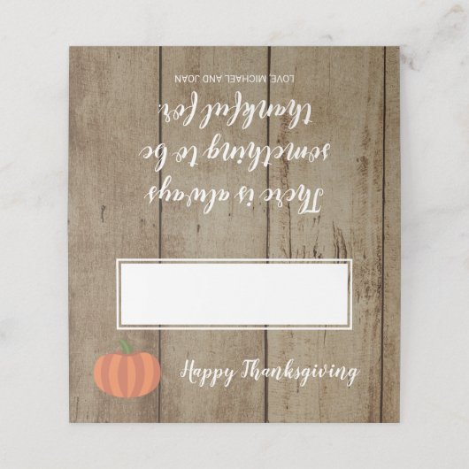 パンプキ素朴ンウッドフェイク秋ハッピーサンクスギビング プレイスカード (外部開封)