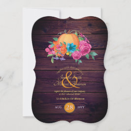 パンプキ素朴ンカップル秋水の色の花 招待状