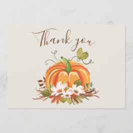 パンプキ素朴ンサンキューカードフローラ秋ブラウン サンキューカード