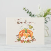 パンプキ素朴ンサンキューカードフローラ秋ブラウン サンキューカード (スタンド正面)