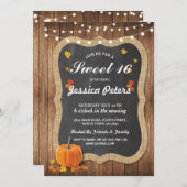 パンプキ素朴ンスイート16パーティーチョークウッド招待状 招待状 (正面/裏面)