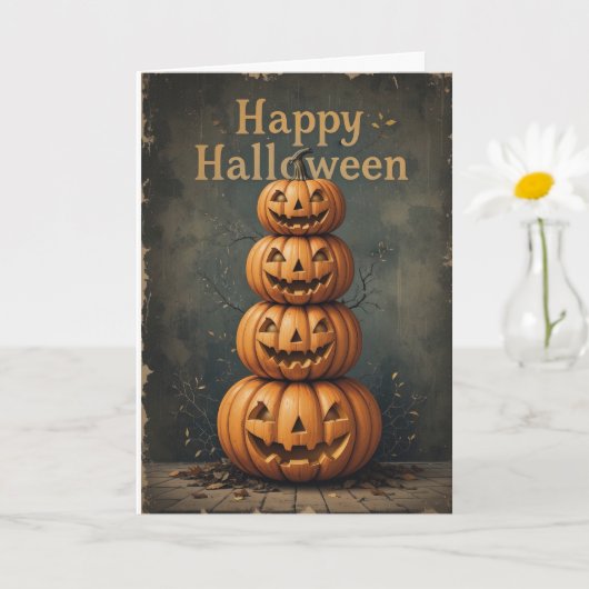 パンプキ素朴ンスタックハロウィーンファームハウス秋ヴィベ カード (小さな植物)