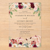 パンプキ素朴ンスモダンカントリー秋の結婚式 アクリル招待状 (正面)