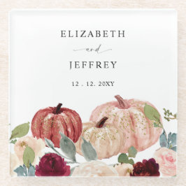 パンプキ素朴ンスモダンカントリー秋の結婚式 ガラスコースター