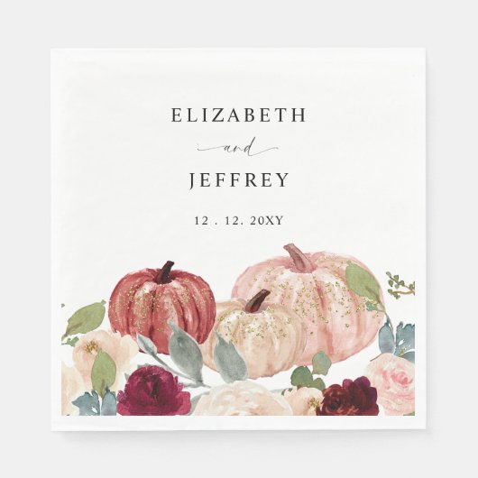 パンプキ素朴ンスモダンカントリー秋の結婚式 スタンダードランチョンナプキン (正面)