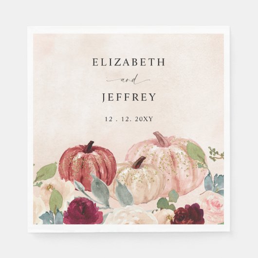 パンプキ素朴ンスモダンカントリー秋の結婚式 スタンダードランチョンナプキン (正面)