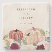 パンプキ素朴ンスモダンカントリー秋の結婚式 ストーンコースター (正面)