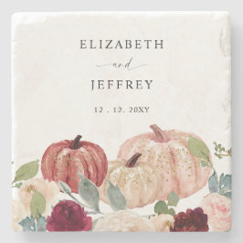パンプキ素朴ンスモダンカントリー秋の結婚式 ストーンコースター