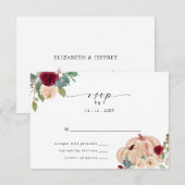 パンプキ素朴ンスモダンカントリー秋の結婚式 出欠カード (正面/裏面)