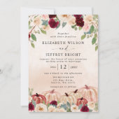 パンプキ素朴ンスモダンカントリー秋の結婚式 招待状 (正面)