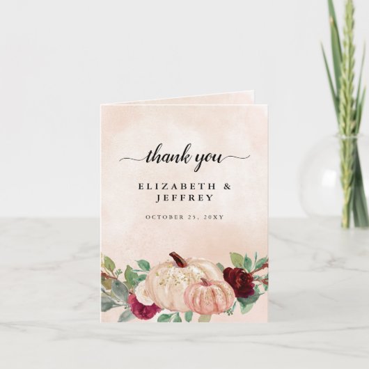 パンプキ素朴ンスモダンカントリー秋サンキューカード 招待状 (正面)