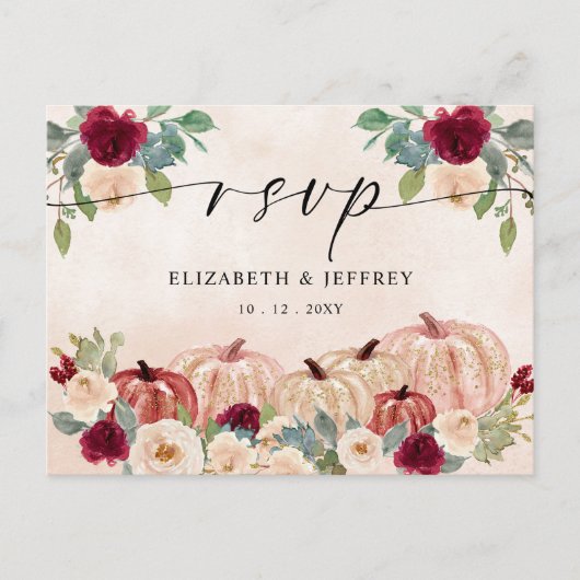 パンプキ素朴ンスモダンカントリー秋RSVP ポストカード (正面)