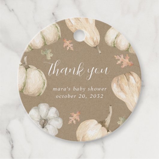 パンプキ素朴ンス秋ベビーシャワーありがとう フェイバータグ (正面)