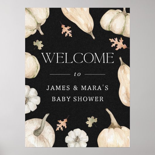 パンプキ素朴ンス秋ベビーシャワーウェルカムサイン ポスター (正面)