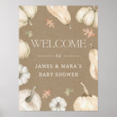 パンプキ素朴ンス秋ベビーシャワーウェルカムサイン ポスター (正面)