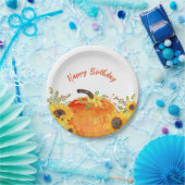 パンプキ素朴ンス秋誕生日 ペーパープレート (パーティー)