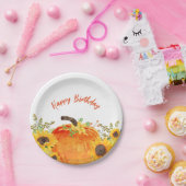 パンプキ素朴ンス秋誕生日 ペーパープレート (パーティー)