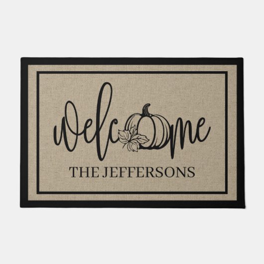 パンプキ素朴ンチャームへようこそ ドアマット (正面)