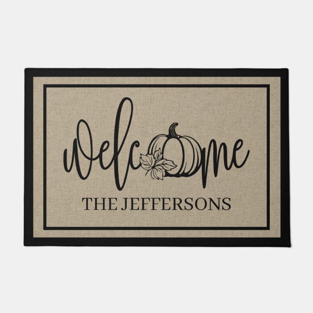 パンプキ素朴ンチャームへようこそ ドアマット (正面)