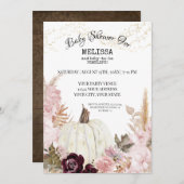 パンプキ素朴ンパの芝生の葉の赤ちゃんシャワー 招待状 (正面/裏面)