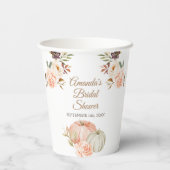 パンプキ素朴ンピーチフローラブライダルシャワーホワイト 紙コップ (裏面)