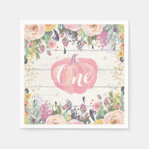 パンプキ素朴ンファースト誕生日フローラ金ゴールドグリッター スタンダードカクテルナプキン