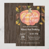 パンプキ素朴ンファースト誕生日招待状オレンジ 招待状 (正面/裏面)