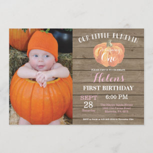 パンプキ素朴ンファースト誕生日招待状ピンク 招待状
