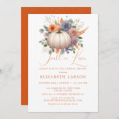 パンプキ素朴ンフラワーズインラブブライダルシャワー 招待状 (正面/裏面)