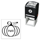 パンプキ素朴ンフレーム2イニシャルカップルモノグラム セルフインキングスタンプ (インサイチュ)