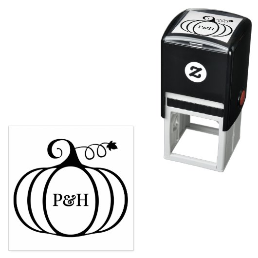 パンプキ素朴ンフレーム2イニシャルカップルモノグラム セルフインキングスタンプ (インサイチュ)