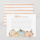 パンプキ素朴ンフローラアドバイスカード赤ちゃんシャワー エンクロージャーカード (正面/裏面)