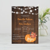 パンプキ素朴ンフローラウッドライト秋の結婚式 招待状 (スタンド正面)