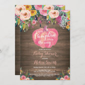 パンプキ素朴ンフローラガールベビーシャワー招待状 招待状 (正面/裏面)