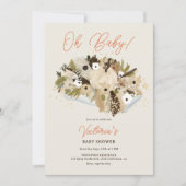 パンプキ素朴ンフローラニュートラルOh赤ちゃんシャワー 招待状 (正面)