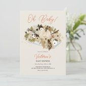 パンプキ素朴ンフローラニュートラルOh赤ちゃんシャワー 招待状 (スタンド正面)
