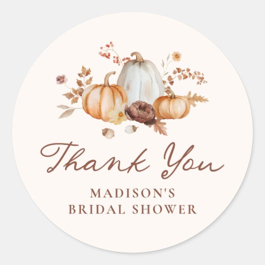 パンプキ素朴ンフローラブライダルシャワーありがとう ラウンドシール (正面)