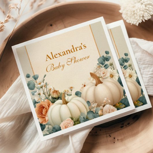 パンプキ素朴ンフローラベビーシャワー スタンダードカクテルナプキン