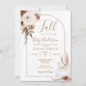 パンプキ素朴ンフローラボホアーチ秋インラブベビー 招待状 (正面)