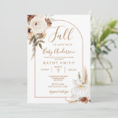 パンプキ素朴ンフローラボホアーチ秋インラブベビー 招待状 (スタンド正面)