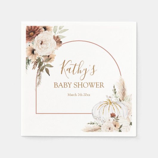 パンプキ素朴ンフローラボホアーチ秋インラブ紙 スタンダードカクテルナプキン (正面)