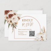 パンプキ素朴ンフローラボホアーチ秋インラブRsvp サンキューカード (正面/裏面)