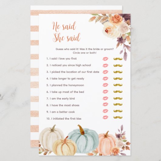 パンプキ素朴ンフローラ彼は彼女はゲームカードと言った (正面/裏面)